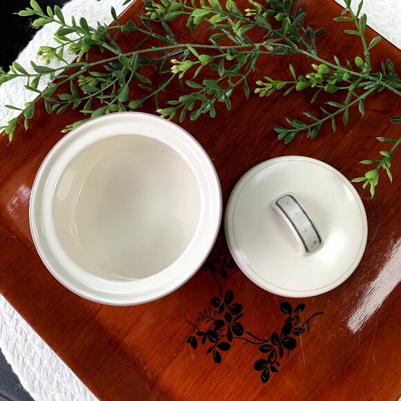 Vtg MIKASA Intaglio Nature's Breeze Gray Bowl with Lid - Picture 6 of 12